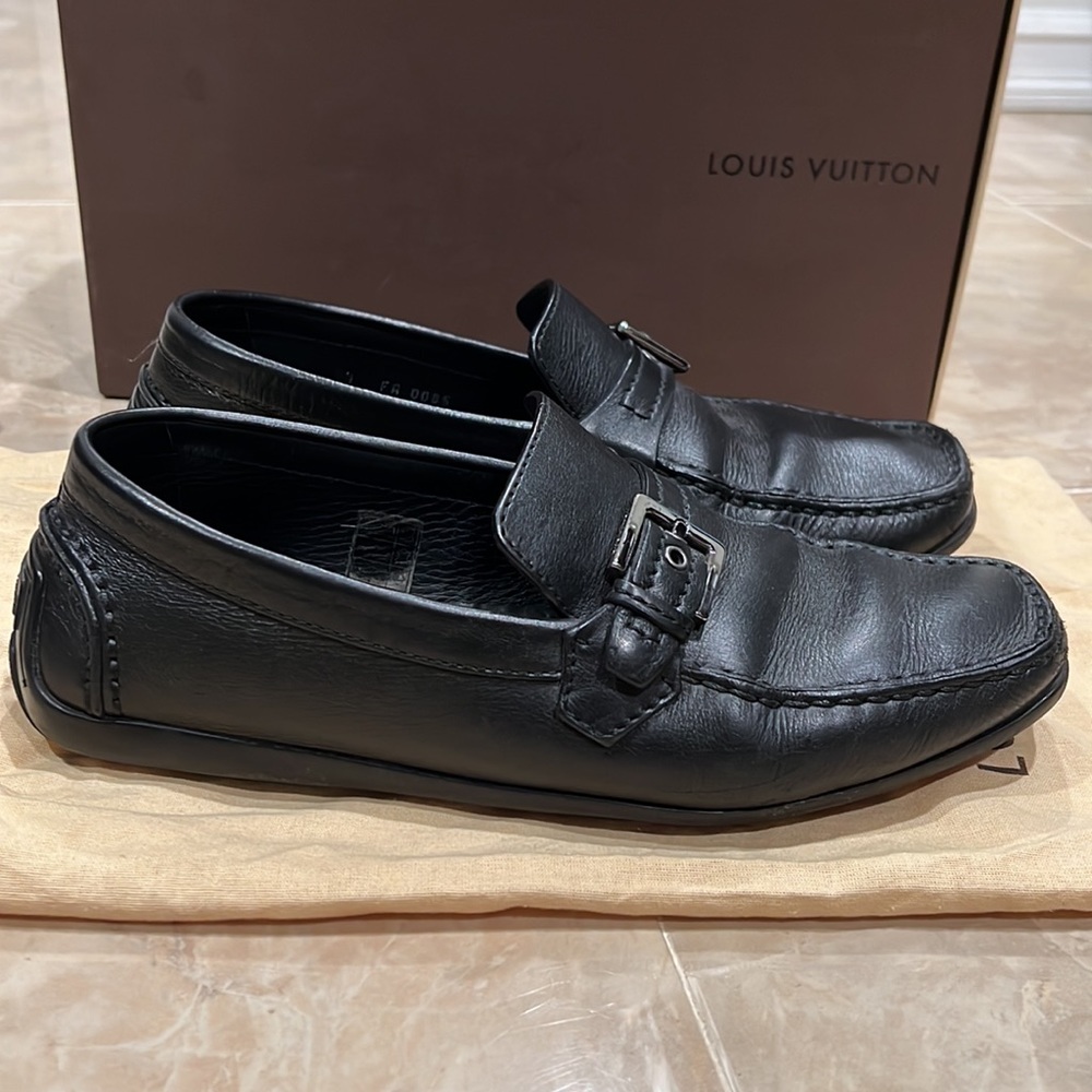 Authentic Louis Vuitton Black Leather Loafers
